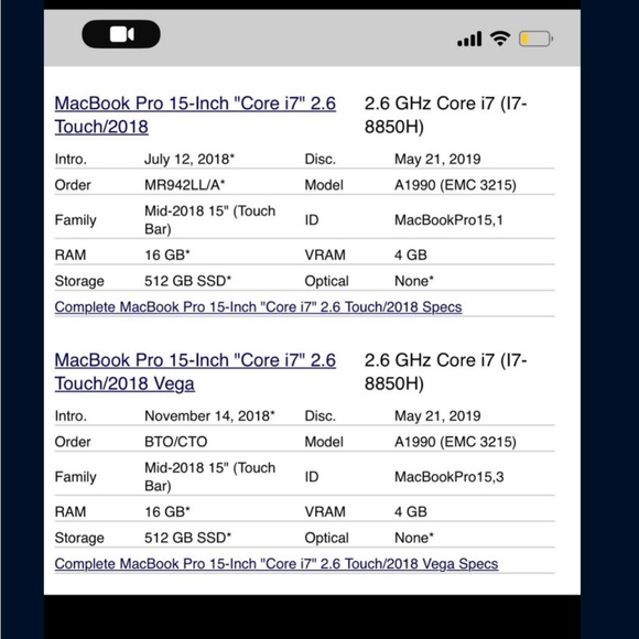 Apple MacBook Pro 15" Touchbar (i7 2.9 Ghz 6-Core, 16GB RAM, Intel UHD Graphics - Picture 4 of 12